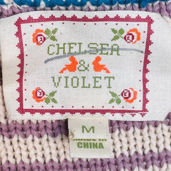 Chelsea & Violet Beige Floral Embroidered Shirt Size Medium - Picture 5 of 9